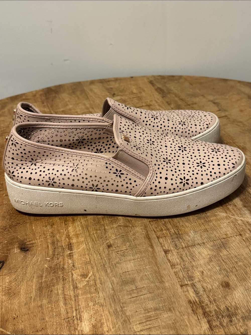 Michael Kors Pink Perforated Slip-On Platform Sneakers